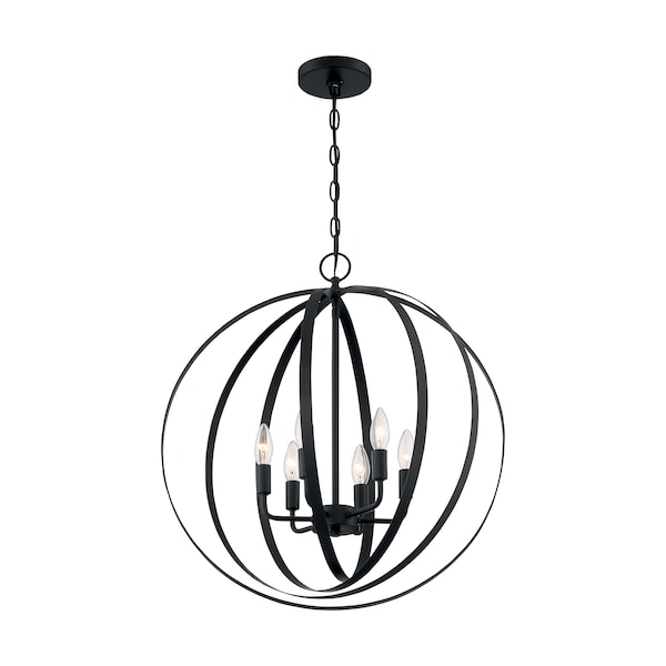 Nuvo Fixture, Pendant, 6-Lght, Incandescent, 60W, 120V, B10, Candelabra Bse, Height: 24.38 60/7068 - main